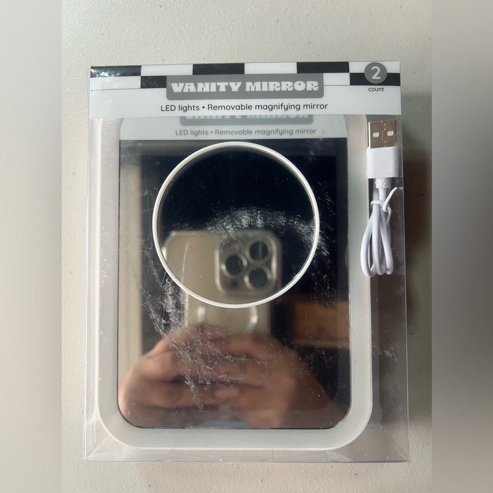 LED Vanity Mirror with Removable Magnifying Mirror
